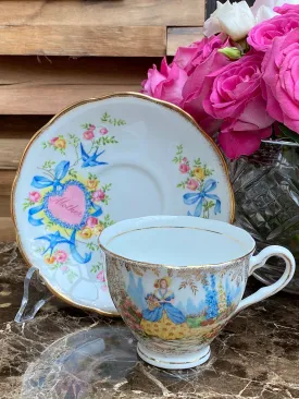 VINTAGE QUEEN ANNA Mother  TEA CUP AND SAUCER BONE CHINA