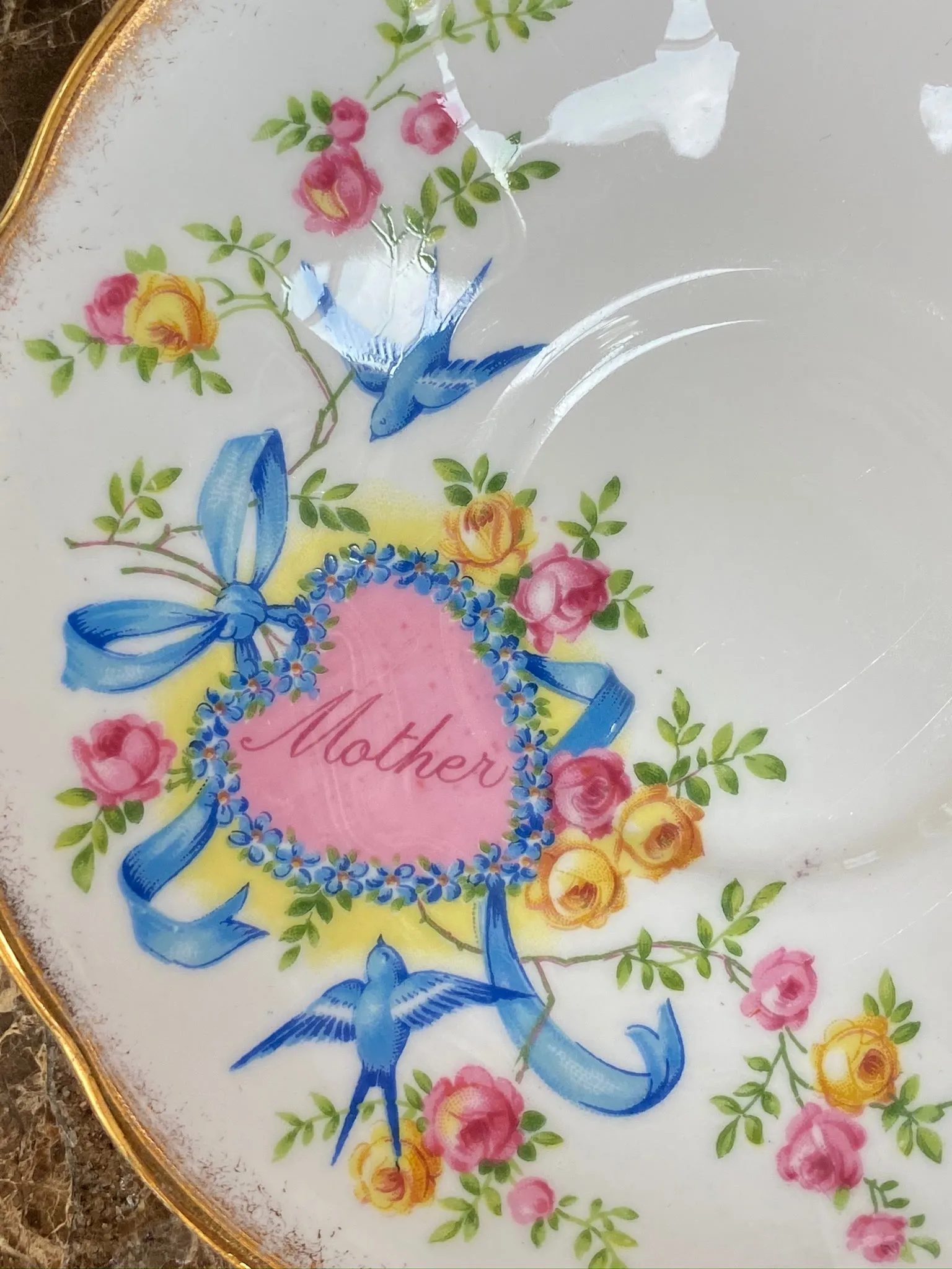 VINTAGE QUEEN ANNA Mother  TEA CUP AND SAUCER BONE CHINA