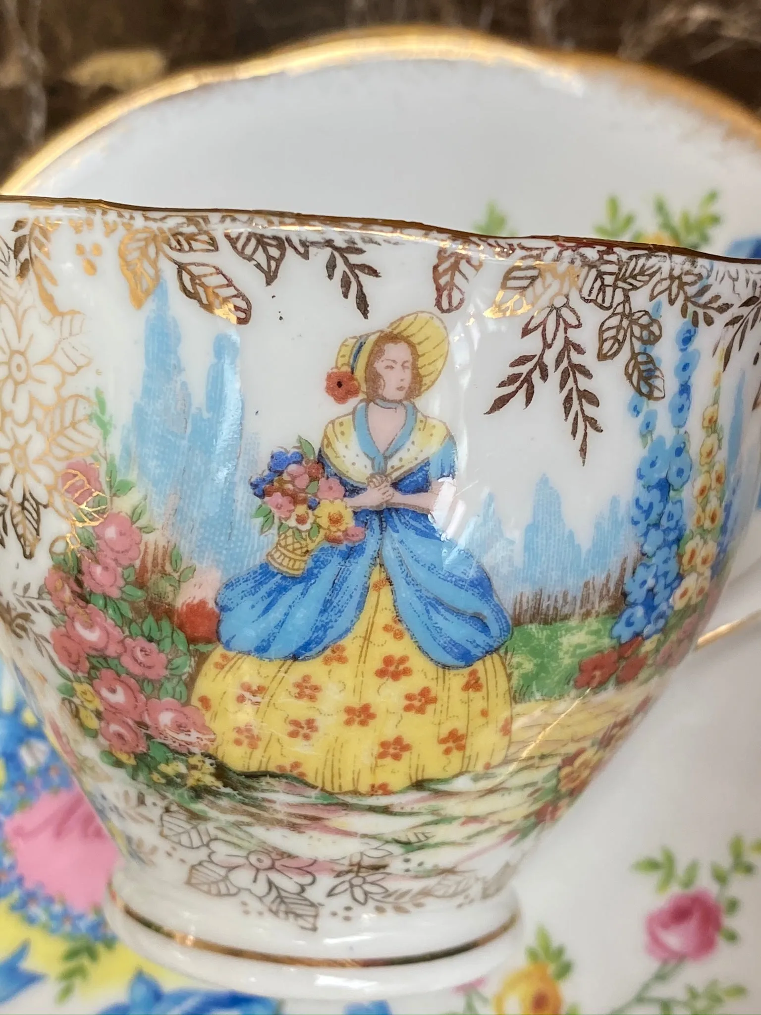 VINTAGE QUEEN ANNA Mother  TEA CUP AND SAUCER BONE CHINA