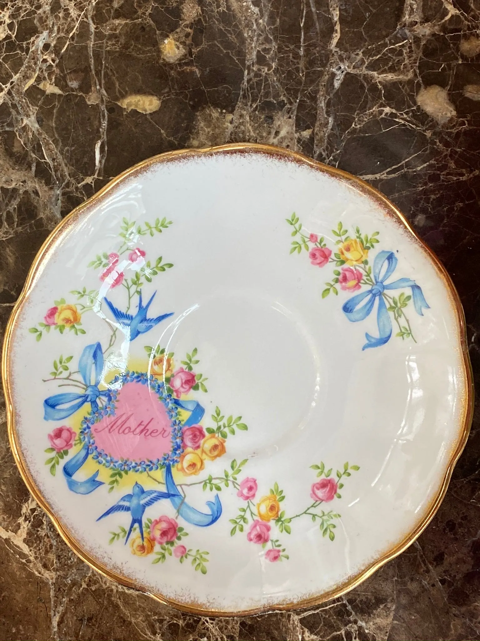 VINTAGE QUEEN ANNA Mother  TEA CUP AND SAUCER BONE CHINA