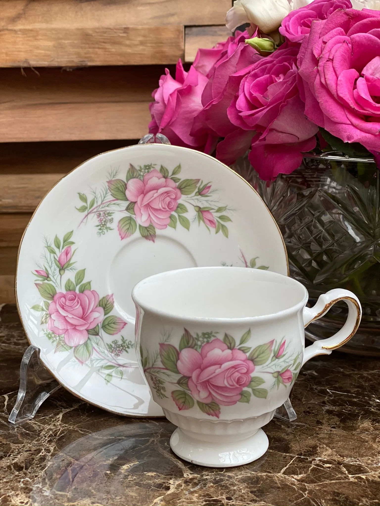 VINTAGE Queen Anna  SERENITY  TEA CUP AND SAUCER BONE CHINA