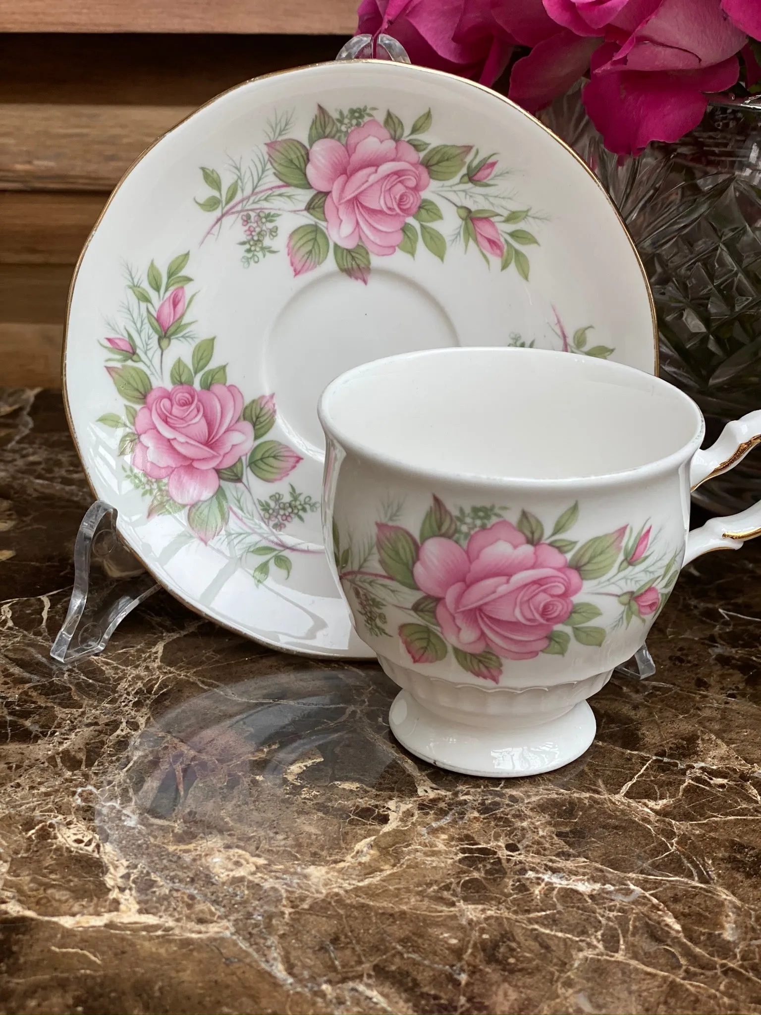 VINTAGE Queen Anna  SERENITY  TEA CUP AND SAUCER BONE CHINA