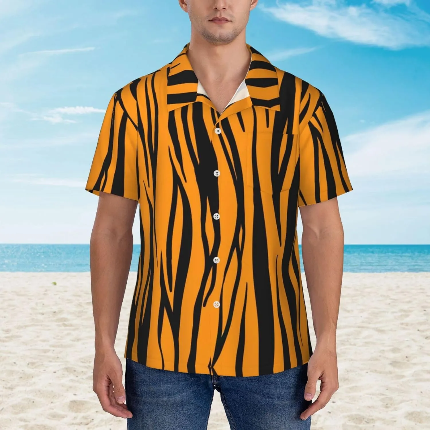 Vintage Sunflower Black Background Mens Hawaiian Shirt Short Sleeve Casual Button Up Tropical Summer Beach Shirt