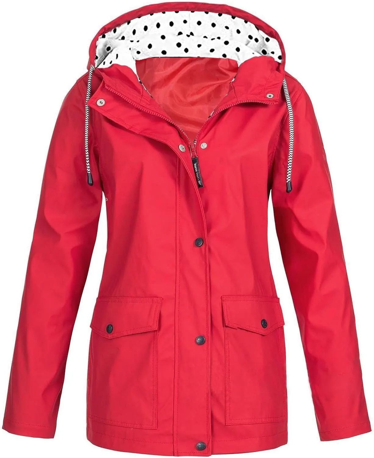Waterproof Rain Jacket Women Lightweight Outdoor Trench Coats Long Sleeve Lined Rain Jacket Casual Trench Windbreaker