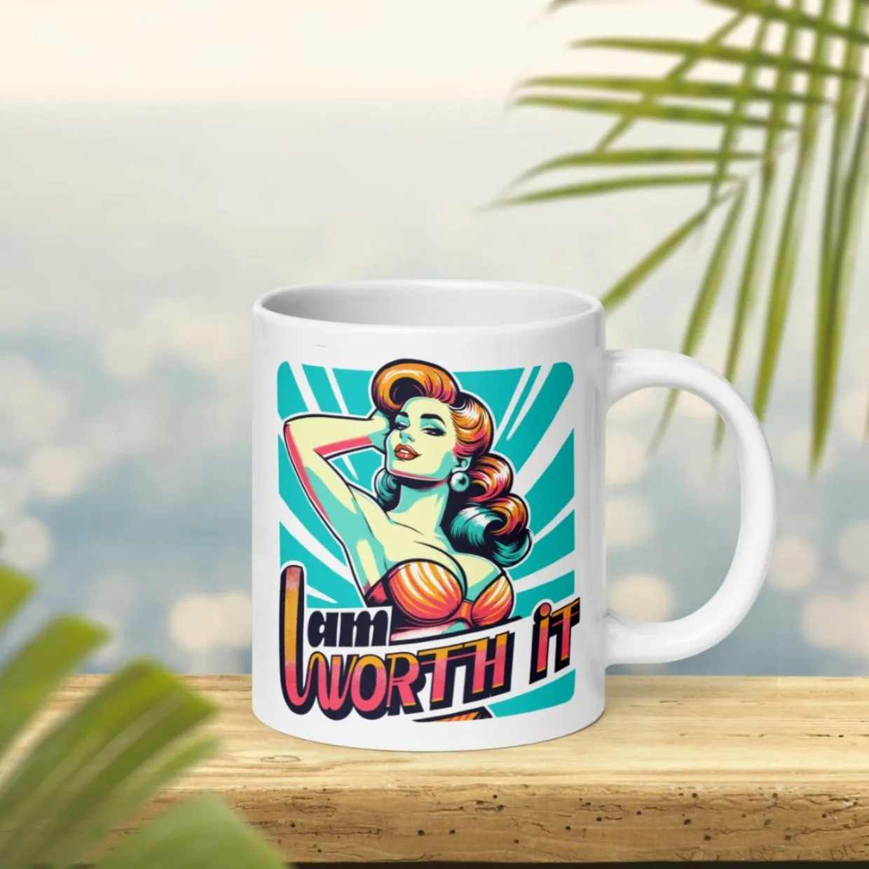 White Glossy Mug I Am Worth IT