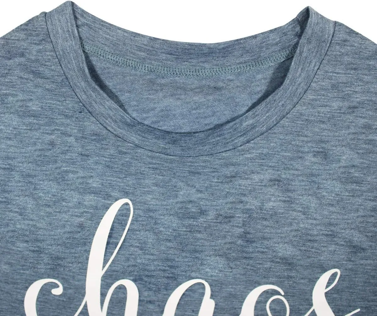 Women Chaos Coordinator Letter Printed T-Shirt Funny Short Sleeve Tops Tee Shirt