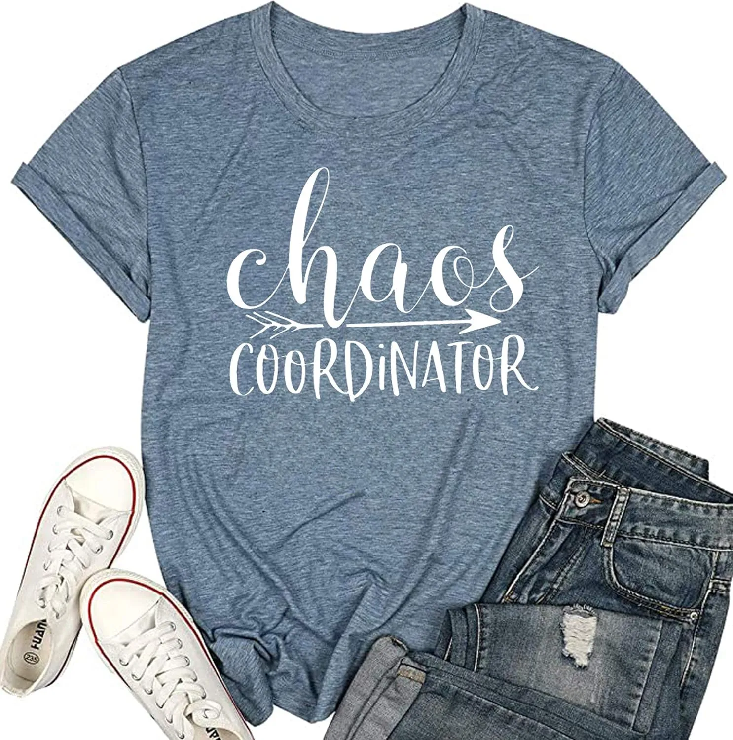 Women Chaos Coordinator Letter Printed T-Shirt Funny Short Sleeve Tops Tee Shirt