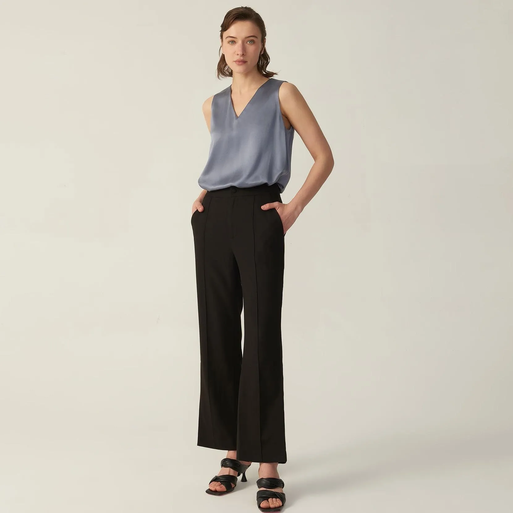 Womens Basic Silk Cami Top 22 Momme Silk Tank Top Sleeveless V Neck Silk Top Blouse