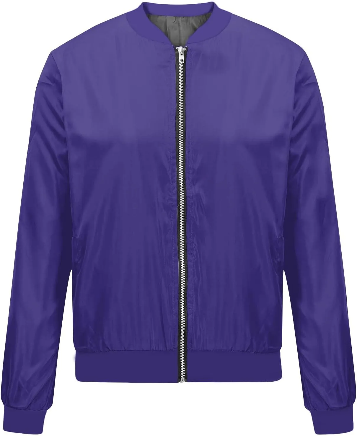 Women's Casual Crop Bomber Jackets Zip Up Long Sleeve Coat Lightweight Windbreaker Fall Baseball Coats Outwear