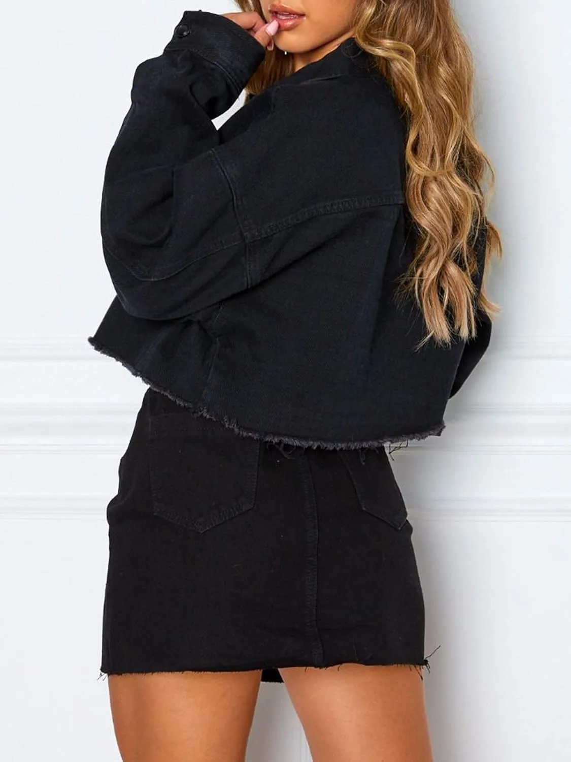 Women's Oversized Vintage Denim Jacket Long Sleeve Boyfriend Coat