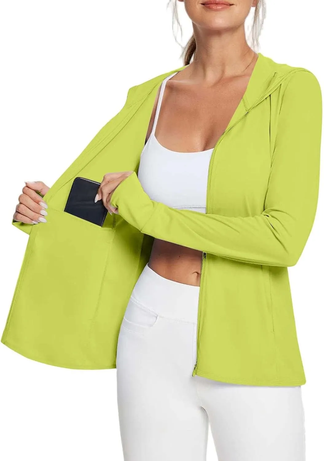 Women's Sun Protection Hoodie UPF 50  Long Sleeve Zip Up Jackets Lightweight UV Shirt for Outdoor Fishing Hiking