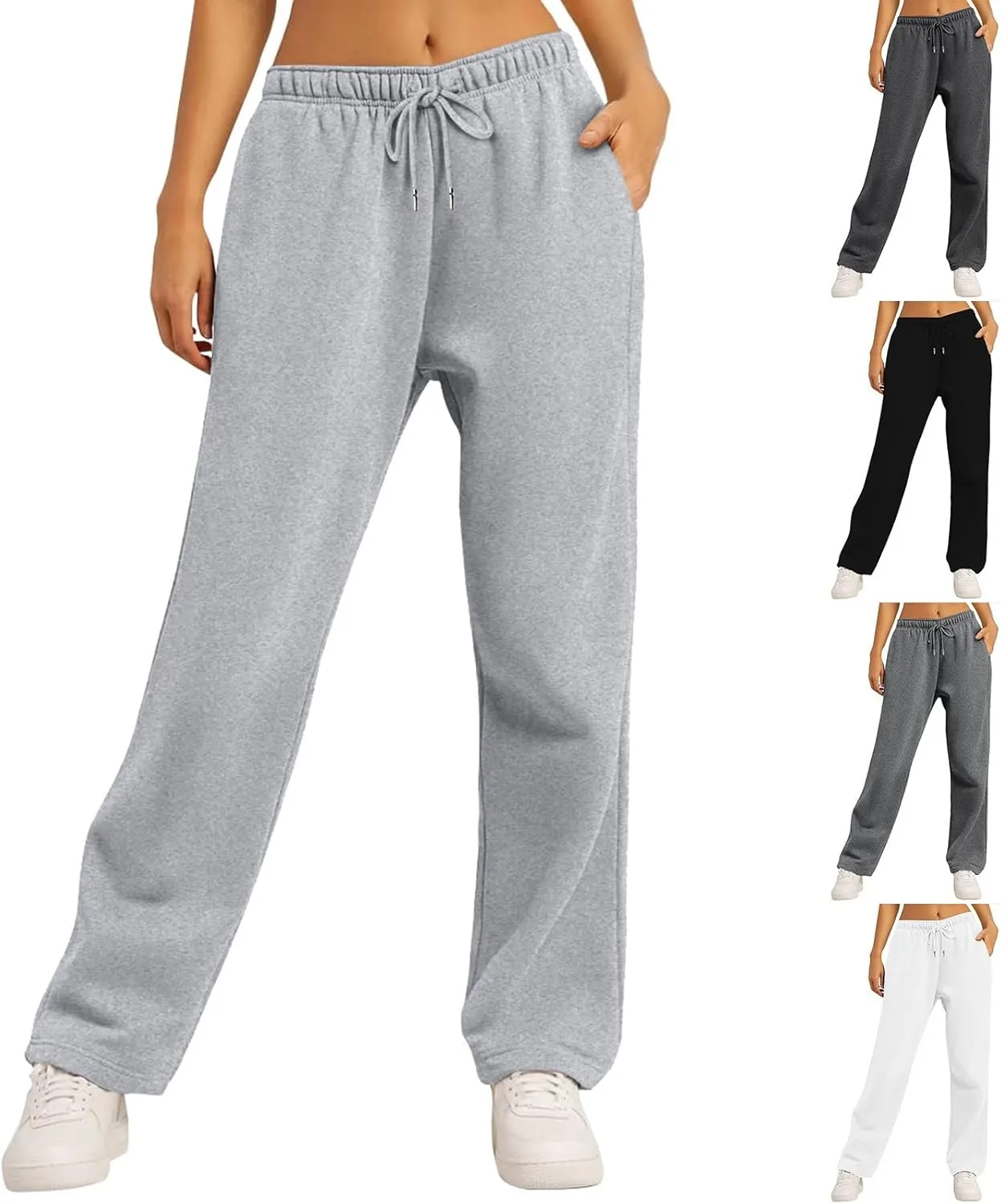 Women's Wide Leg Sweatpants 2025 Trendy Drawstring Baggy Sweatpants High Waisted Lounge Trousers Casual Jogger
