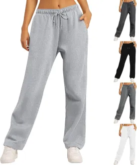Women's Wide Leg Sweatpants 2025 Trendy Drawstring Baggy Sweatpants High Waisted Lounge Trousers Casual Jogger