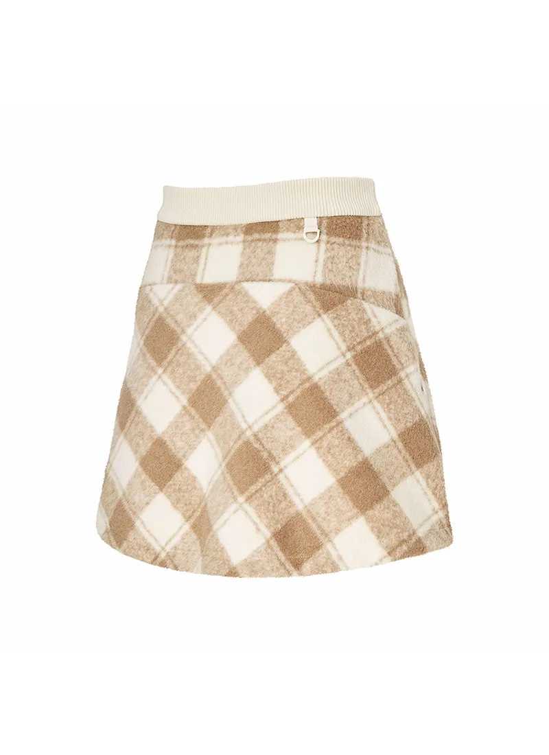 Wool-Like Check A-Line Skirt