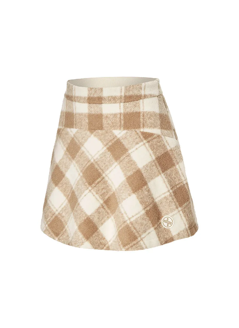 Wool-Like Check A-Line Skirt