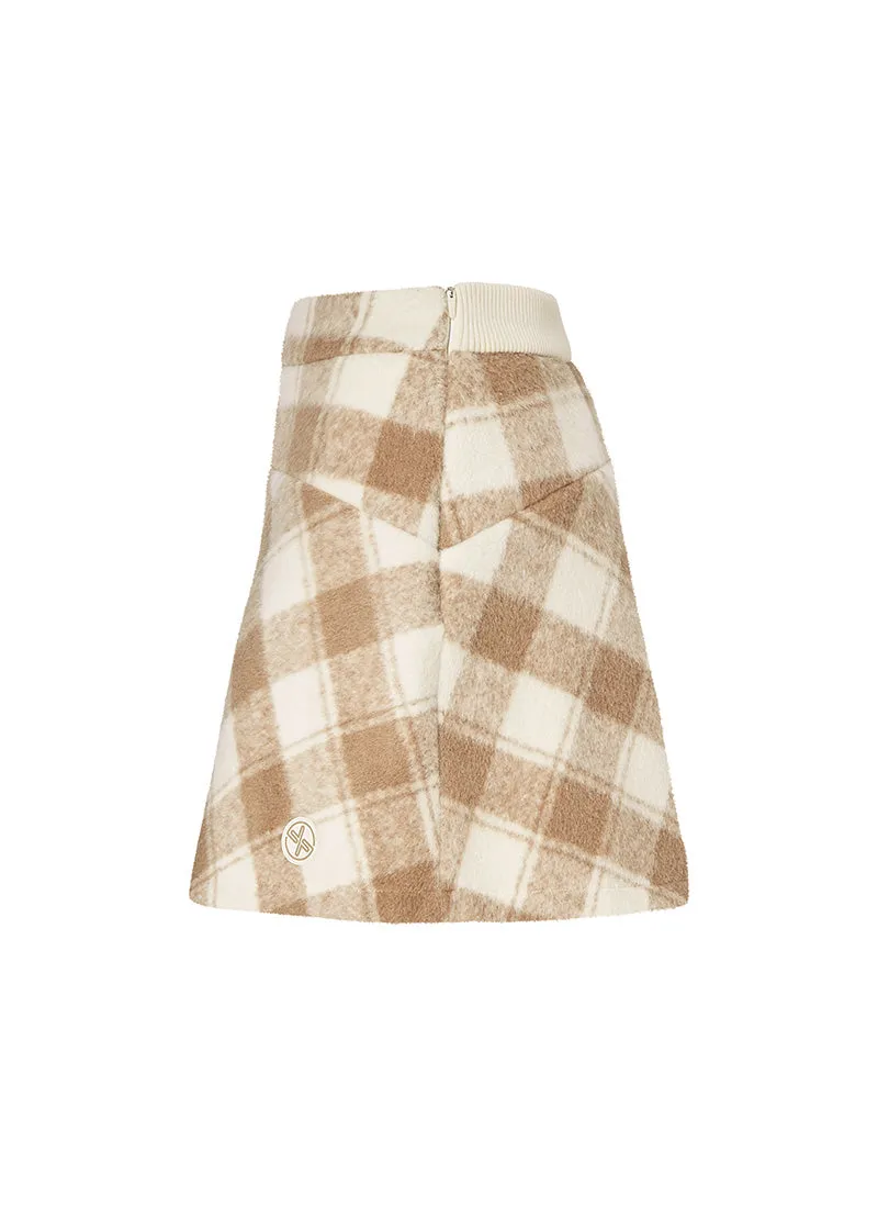 Wool-Like Check A-Line Skirt