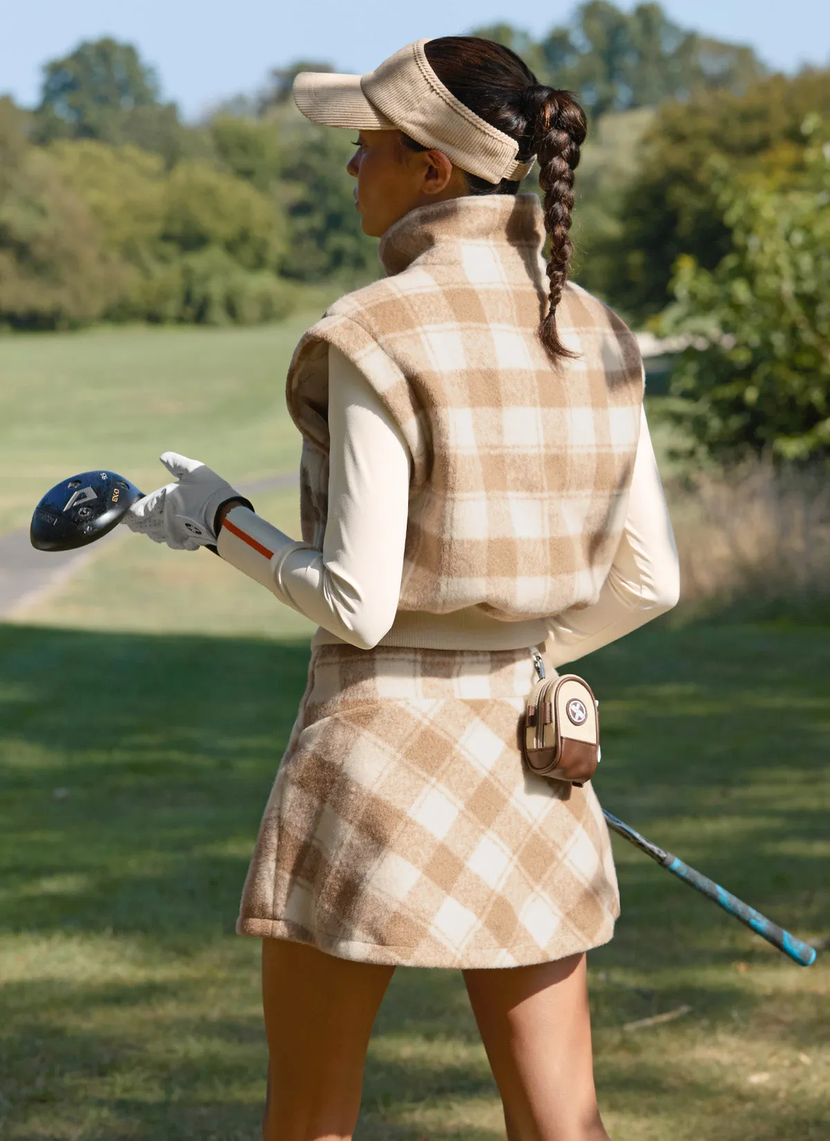 Wool-Like Check A-Line Skirt