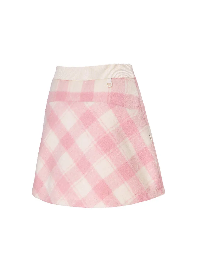Wool-Like Check A-Line Skirt
