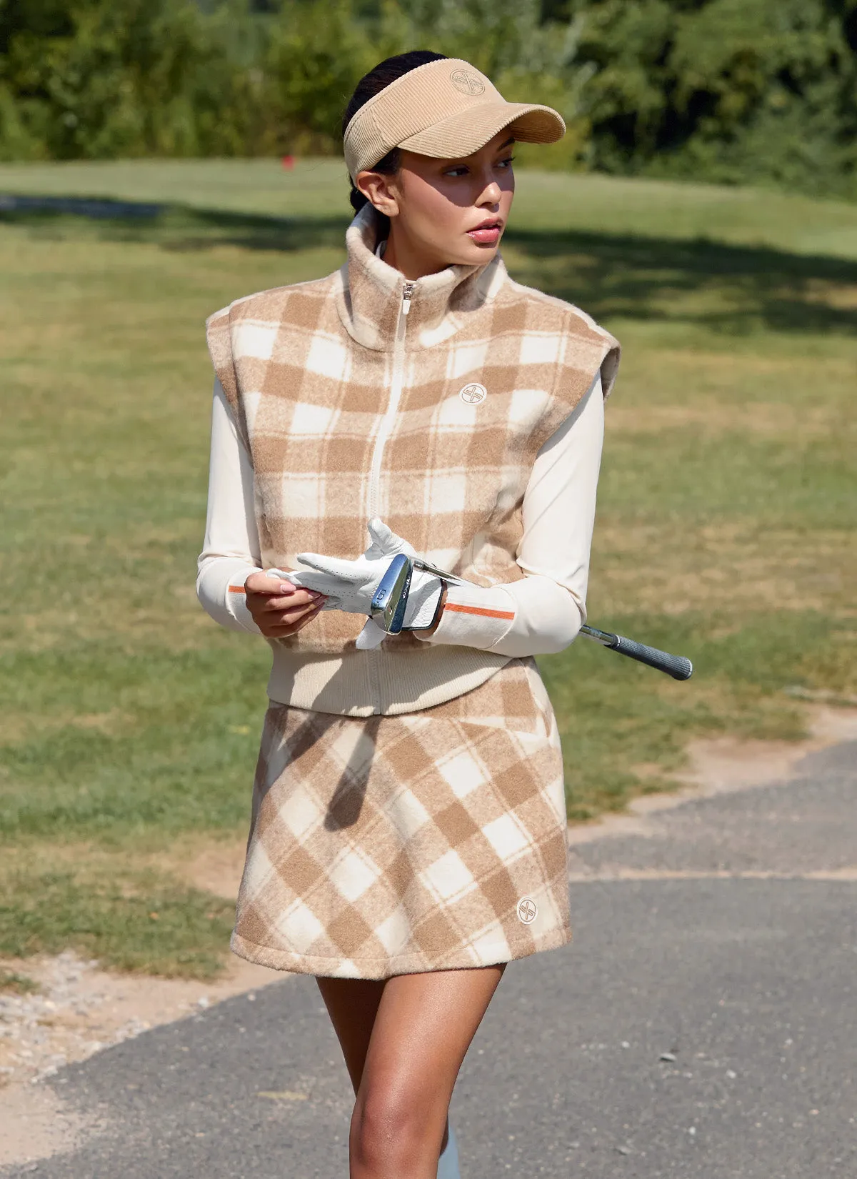 Wool-Like Check A-Line Skirt