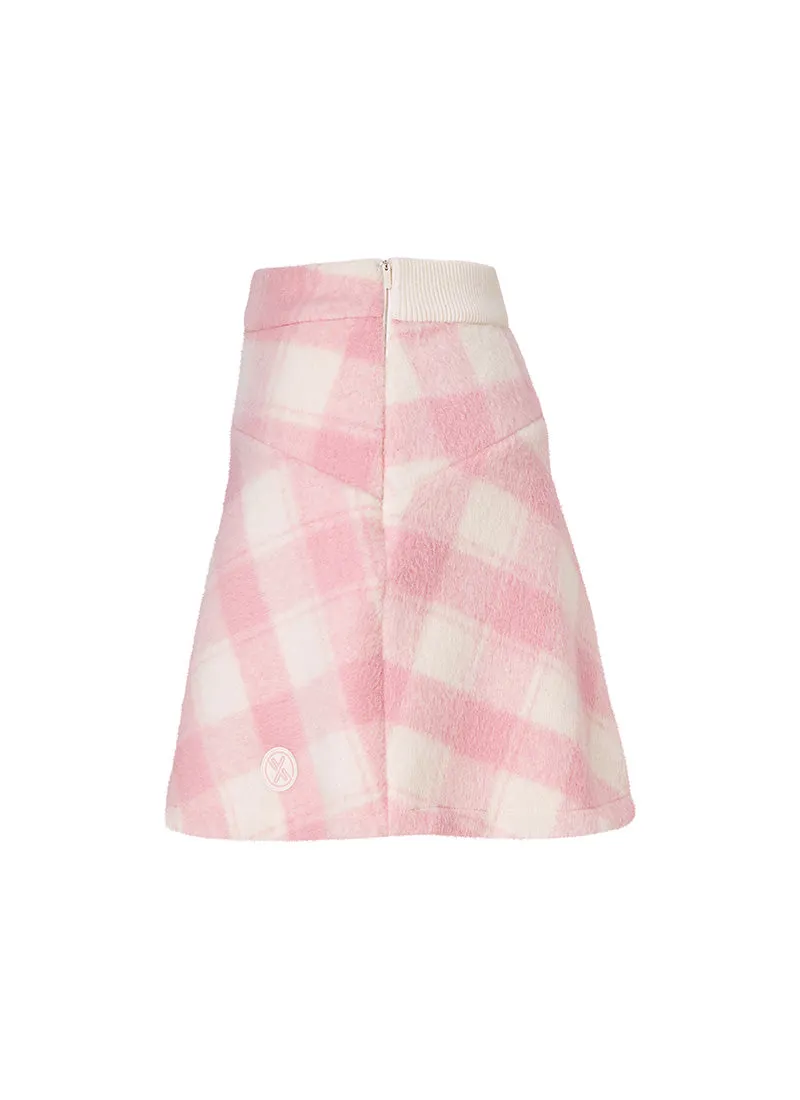 Wool-Like Check A-Line Skirt